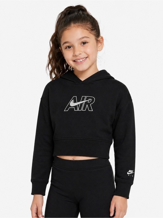 Nike Other - Nike Air Kids Cropped Hoodie Black Logo Pullover Sweatshirt S School Travel